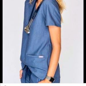 Figs Heathered Denim Casma Top